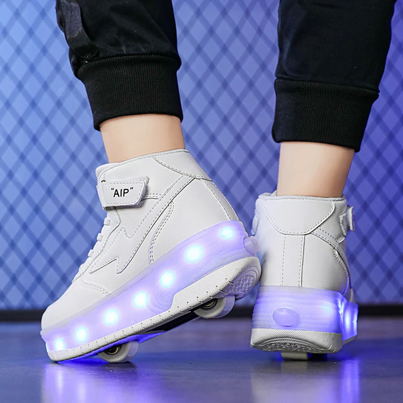 New Trend Roller Skate Shoes Kids Girls LED Light Sneakers With Two Wheels Sports Toy Gift Games Children Boys Glowing Sneakers