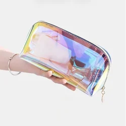 Women Cosmetic Bag Thickened Semicircle Laser Beauty Female Makeup Bags 2023 Wash Storage Bags School Girl Pencil Cases Gift