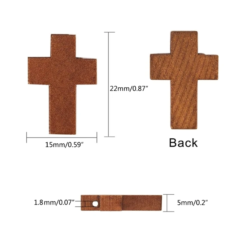 50 Pcs Natural Wood Cross Pendant Jewelry Findings Fashion Small Cross Charm Hanging Decoration Jewelry Accessories