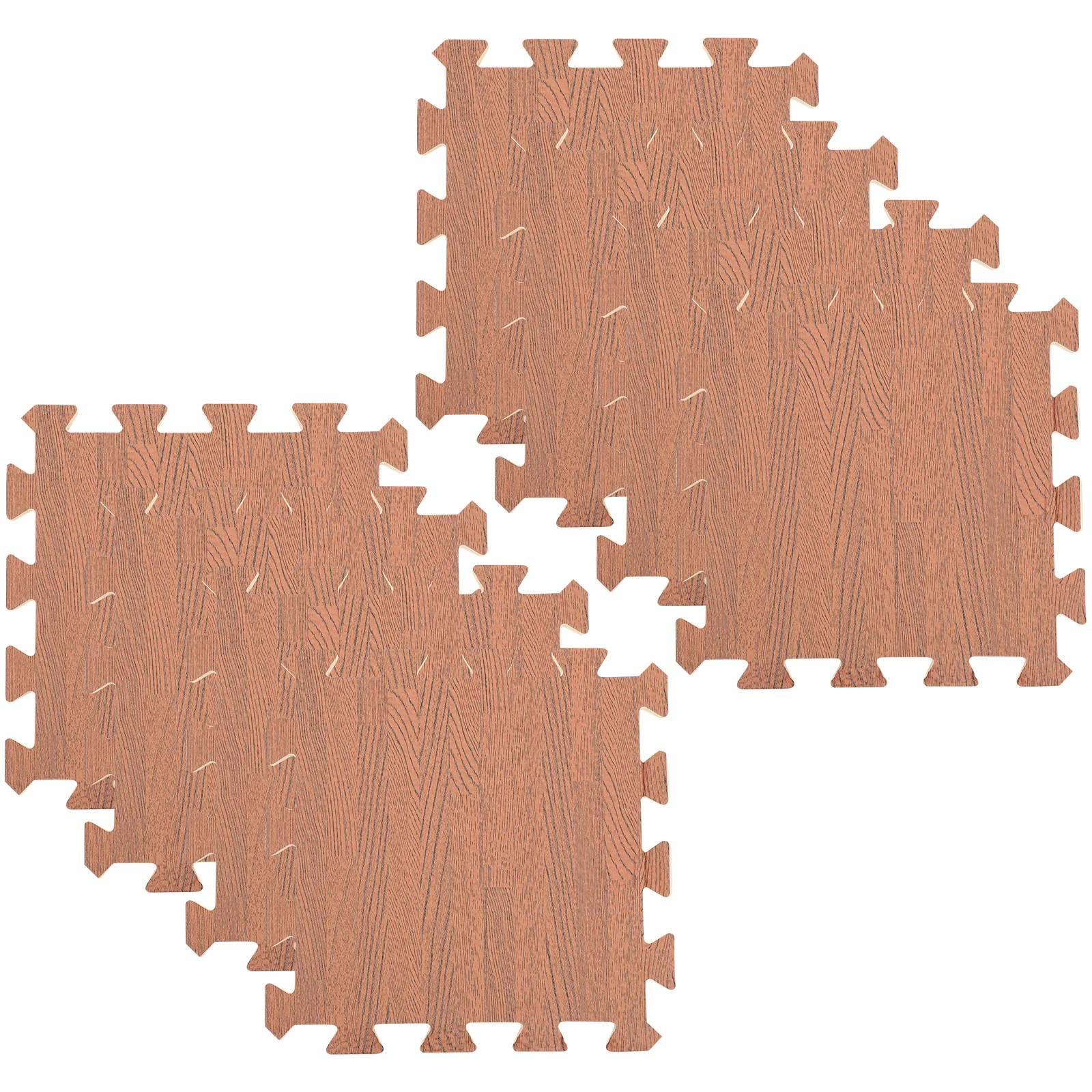 12Pcs Wood Grain Floor Mats Interlocking Puzzle Tiles Non-Slip Soft Cushioning for Indoor Living Room Bedroom Gym
