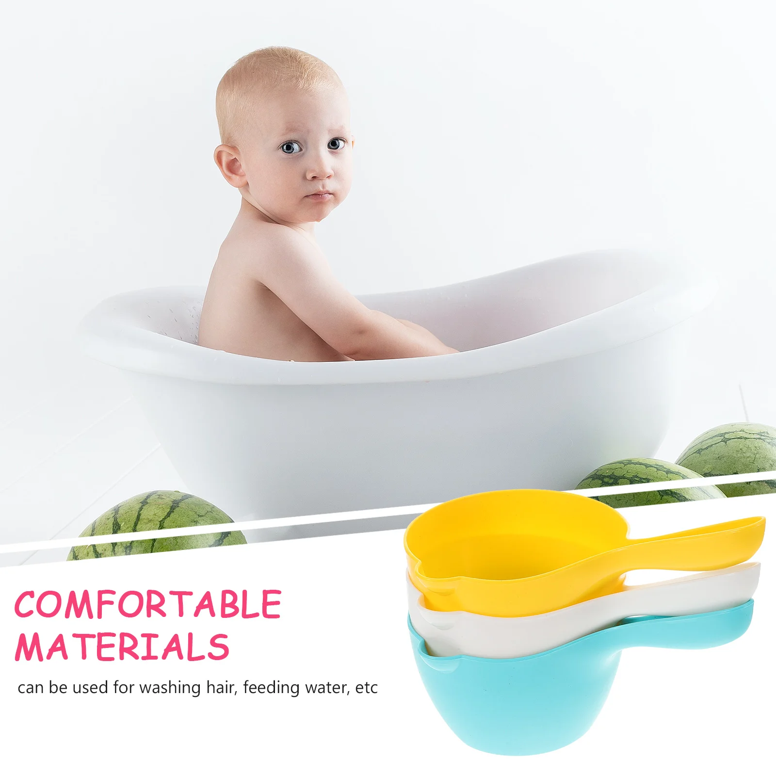 3pcs Baby Shampoo Water Ladle Thickened Bath Spoon Durable Plastic Scoop Hair Washing Kitchen Tool Household Utensil Baby Care