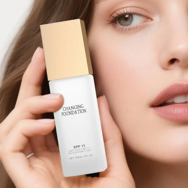 30ml 컬러 체인지 파운데이션 Spf 15 오일 컨트롤 방수 땀 방지 매트 모이스춰 라이징 페이스 메이크업 풀 커버리지 파운데이션