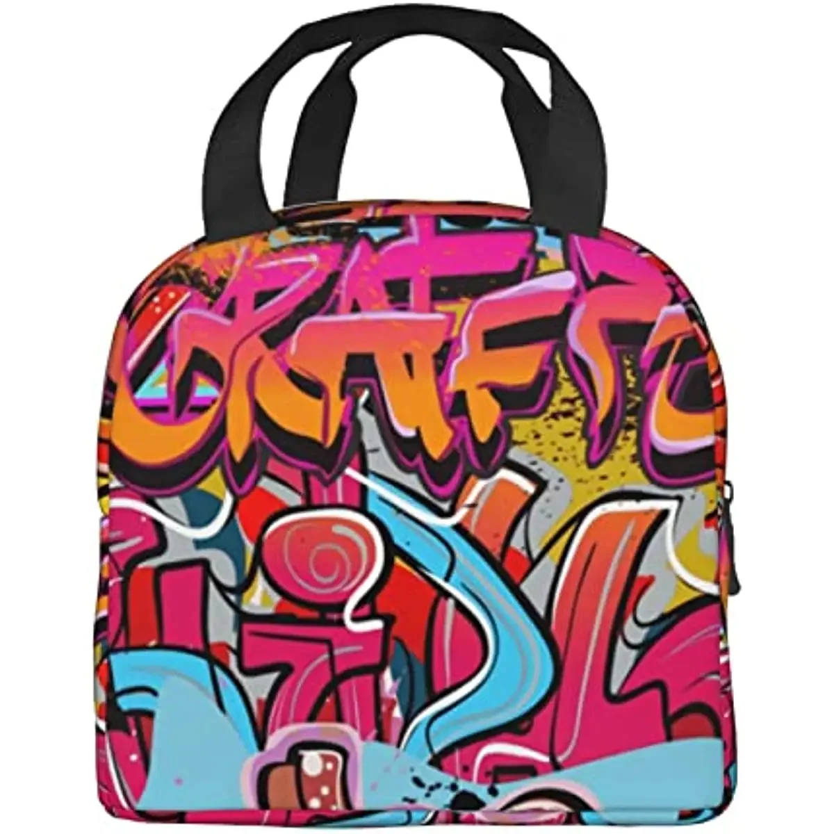 Graffiti Wall Urban Cute Coon Character Unisex Reusable Lunch Box Portable Thermal Bag for Men, Women and Kids