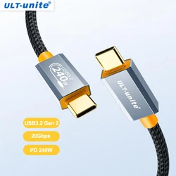 240W USB Cable Type C 100W Fast Charging Cable 20Gbps For MacBook Pro Laptop Xiaomi 48V 5A USBC Data Wire Cord