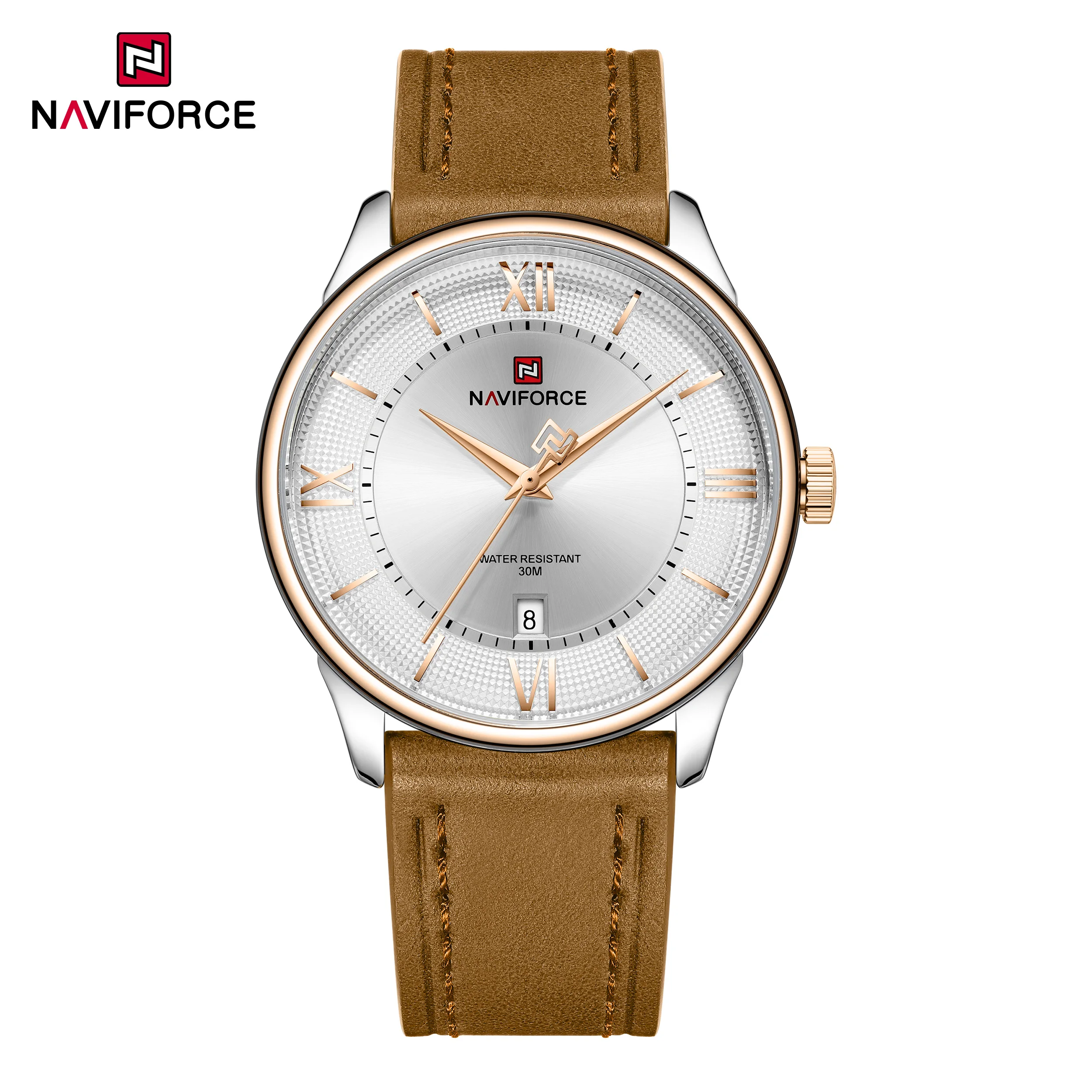 

NAVIFORCE 9272L Elegant Men's Quartz Watch Retro Calendar Waterproof Leather Strap Business Fashion Watches for Man reloj hombre