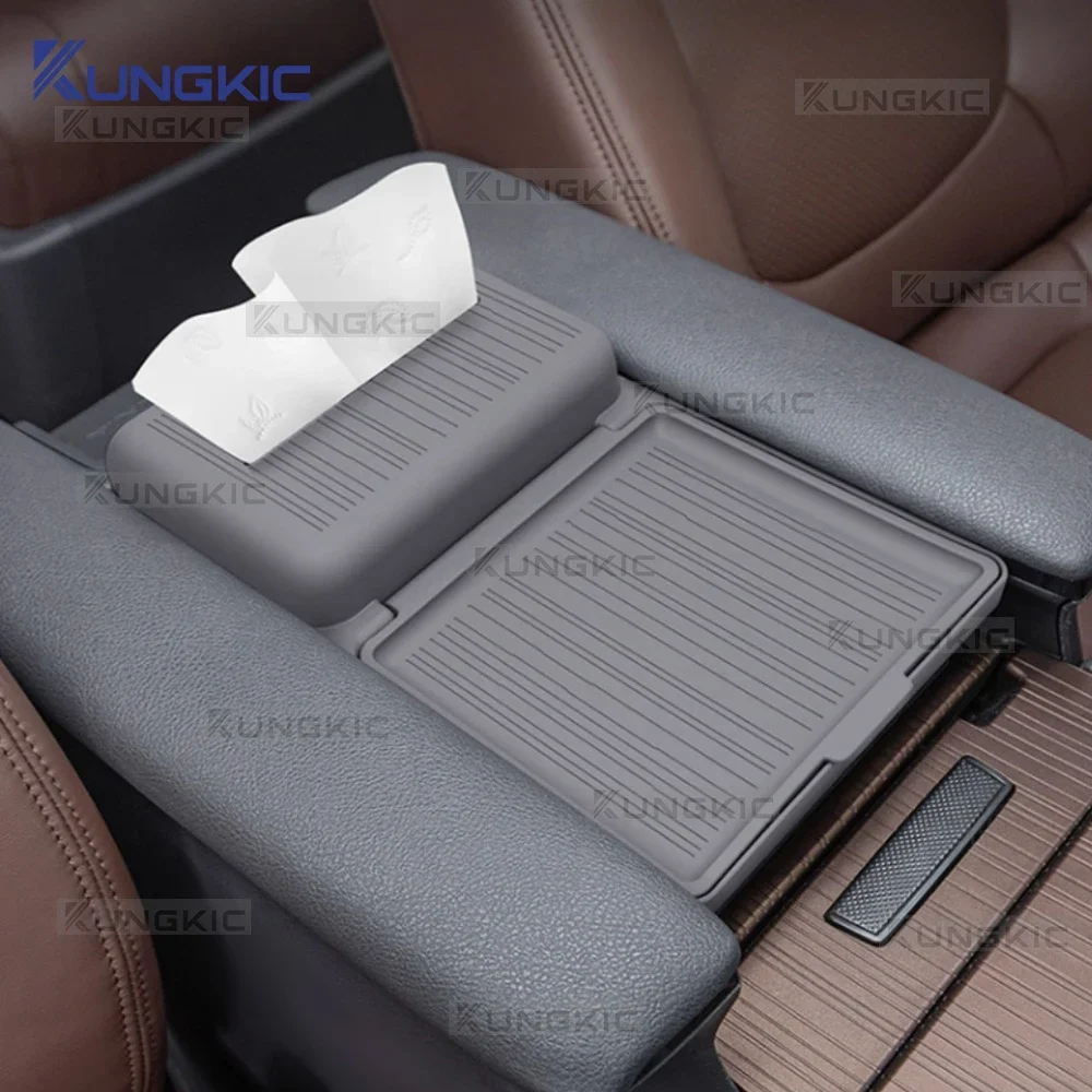 For Toyota Sienna 2021 2022 2023 2024 2025 Center Console Armrest Lid Silicone Tissue Box Brown Gray Interior Accessories - view 3