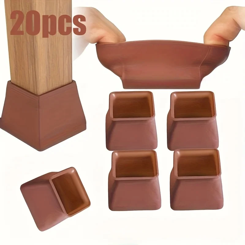20Pcs Silicone Furniture Leg Caps Non-Slip Chair Table Feet Covers Floor Protector Noise Reduction Furniture Pads