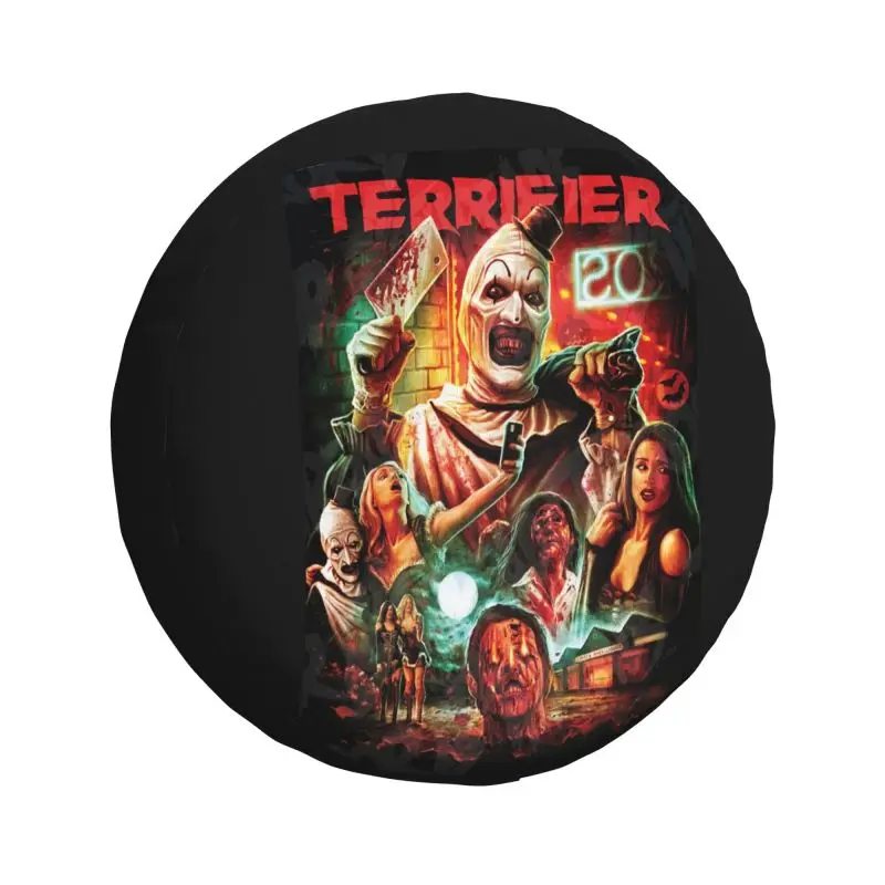 Custom Horror Movie Terrifier Spare Wheel Tire Cover for Grand Cherokee Halloween Clown Jeep RV SUV 4WD 4x4 Vehicle Accessories