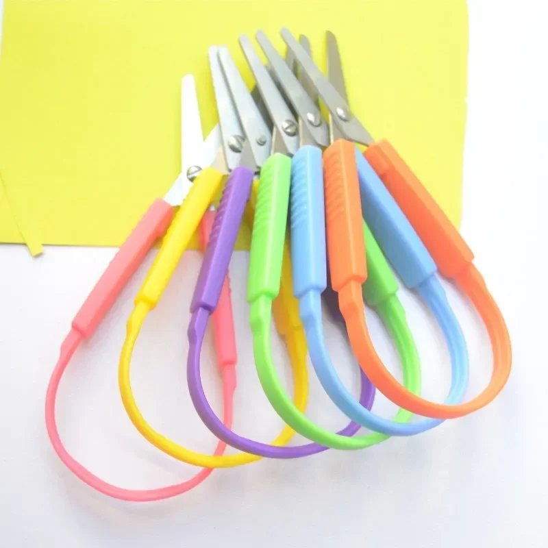 Ring Scissors Children's Student Stretch Stationery Paper Cutting U Shape Stretch Handmade Stainless Steel Scissors