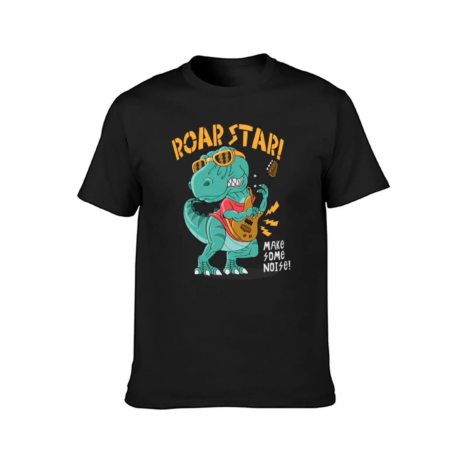 Cute T Rex Musician Dinosaur Guitar T-Shirt plus size tops kawaii clothes mens plain t shirts