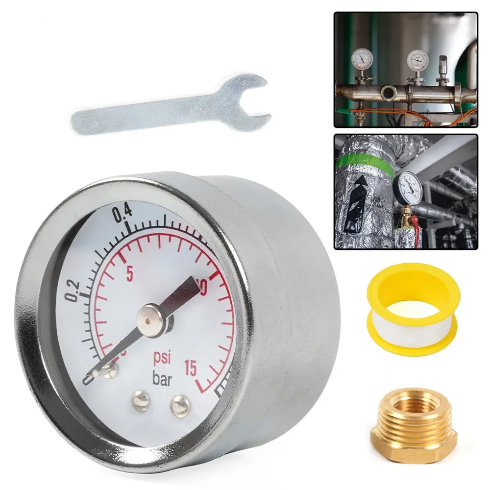 New 0-15PSI Fuel Pressure Gauge 1/8NPT 3/8NPT Connector Double Scale Oil Pressure Gauge For Fuel Injections Systems