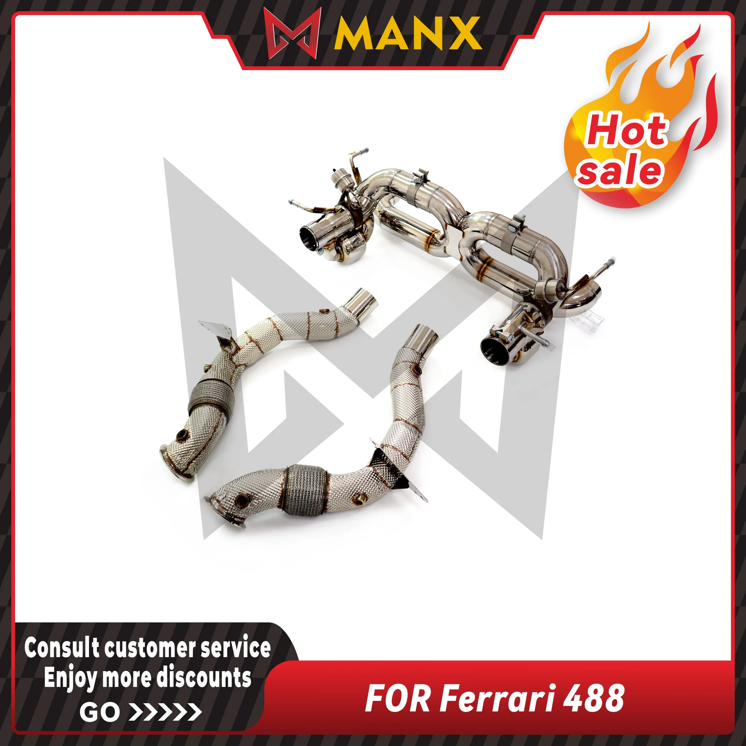 

MANX Car Exhaust System for Ferrari 488 Stainless steels Downpipe Catback Performance exhaust pipe with remote control valve