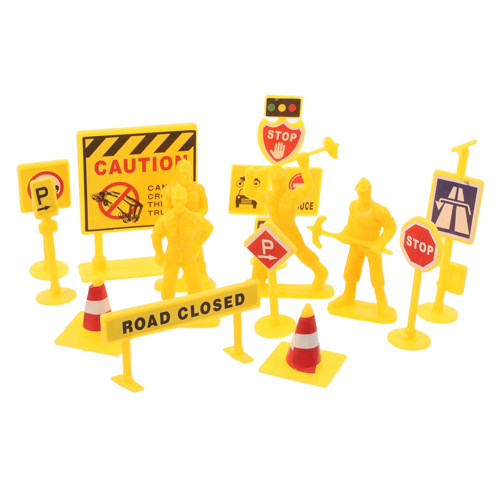 

84 pcs Mini Construction Traffic Signs Set For Diorama Play Decor Roadblock Crafts Tiny Traffic Cones Small Safety