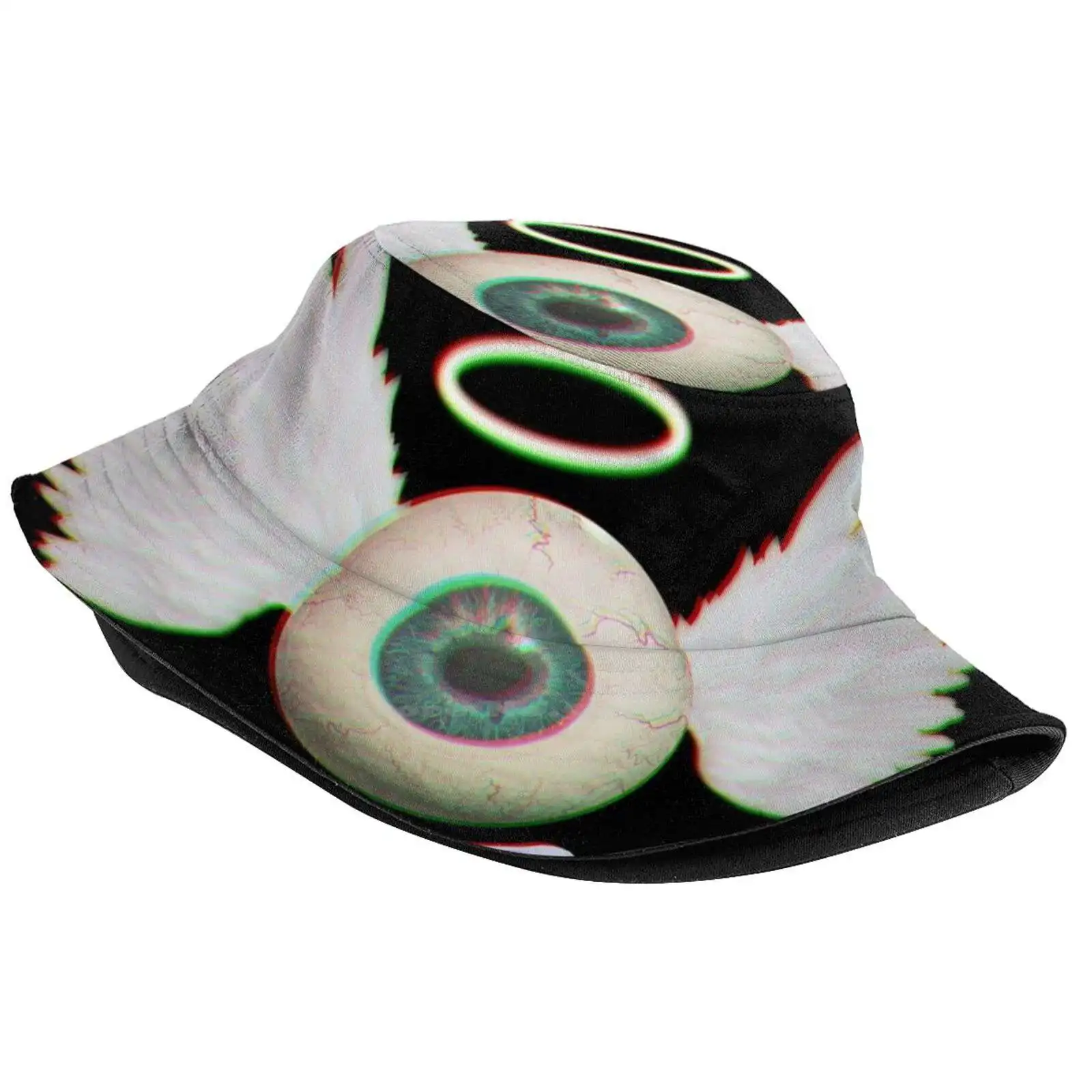 Girl Eyeball Angel Dreamcore Weirdcore Aesthetics Flat Top Breathable Bucket Hats Traumacore Nostalgiacore Oddcore Strangecore