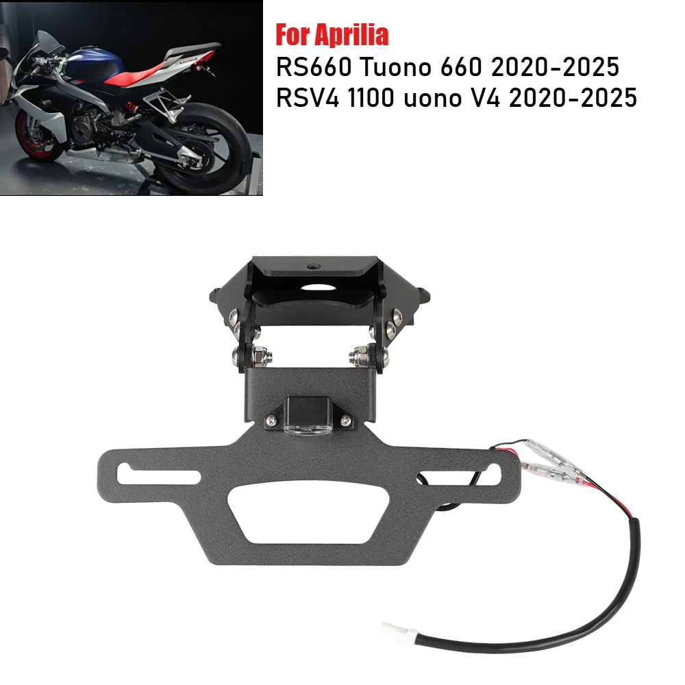 

License Plate Holder for Aprilia RS660 RSV4 1100 Tuono V4 660 2020-2025 Registration Frame Bracket Tail Tidy Fender Eliminator