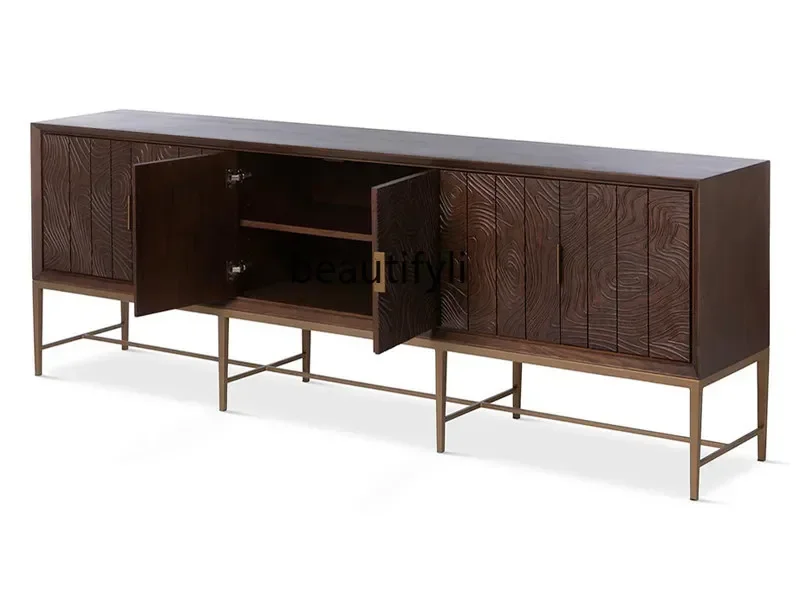 solid wood entrance vertical cabinet modern simple light luxury high-end living room wall medieval decorative cabinet