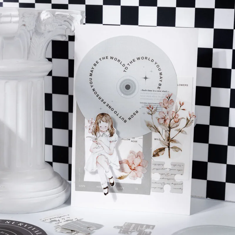 100 قطعة ألبومات كلاسيكية باللونين الأبيض والأسود Ins المتقدمة رمادي خاص ورقة ورق زينة ملاحظة مجموعة DIY بها بنفسك المواد اليدوية سجل القصاصات