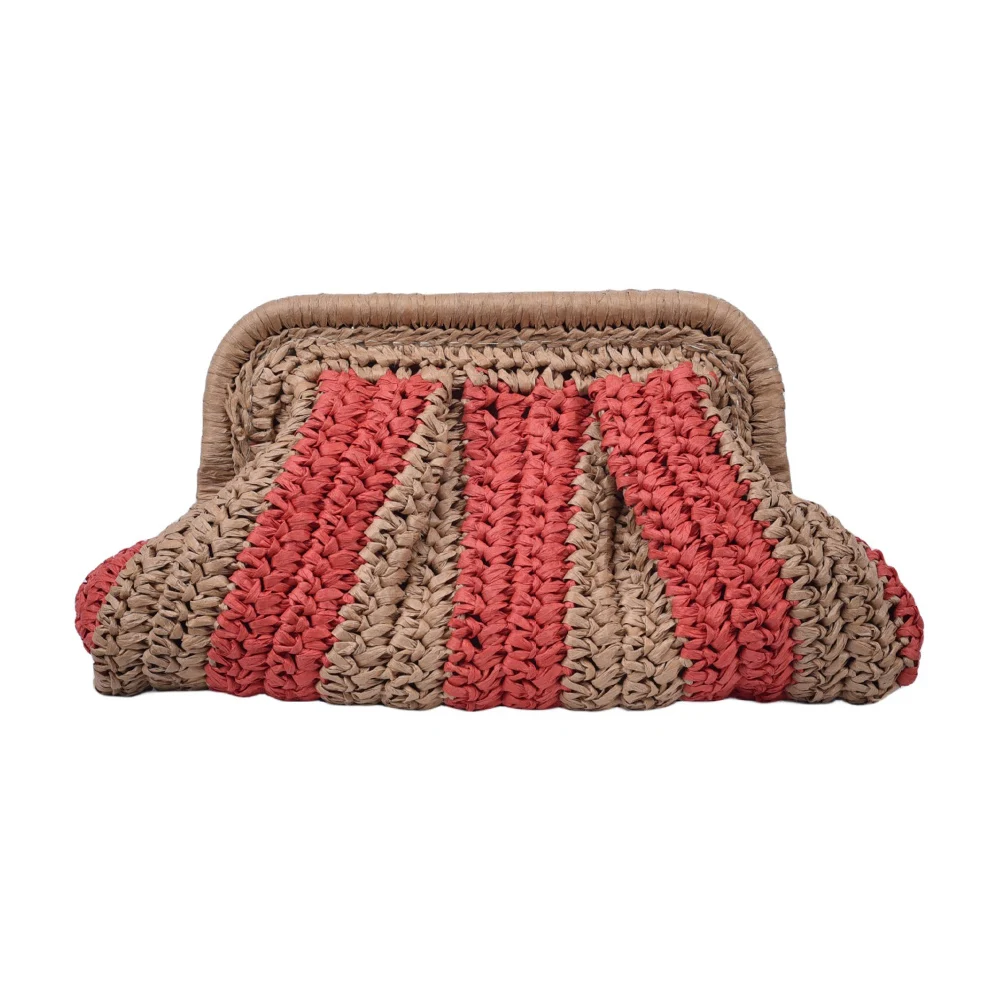 Straw Clutch Handbag Handmade Clutch Purse Summer Beach Bag Striped Woven Handbag Designer Weaving Pouch for Party Vacation