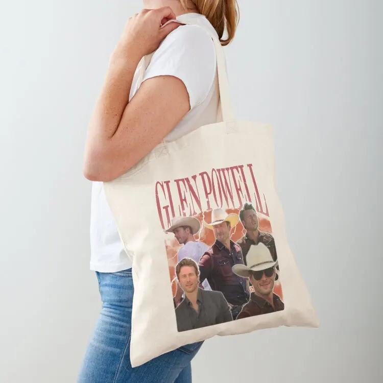 

Retro Glen Powell Actor Tote Bag Big bag hand bag women