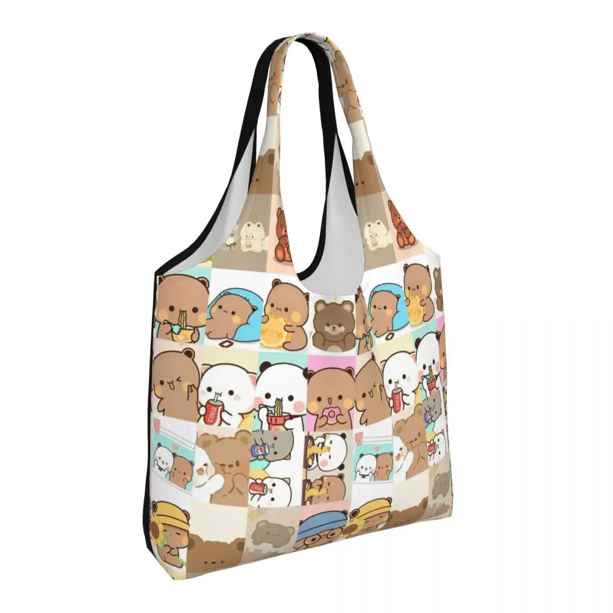 Dudu Bubu Mochi Peach Cat Funny Shopper Bag Shoulder Bag Female Streetwear Polyester Tote Bag Cute Print Handbags