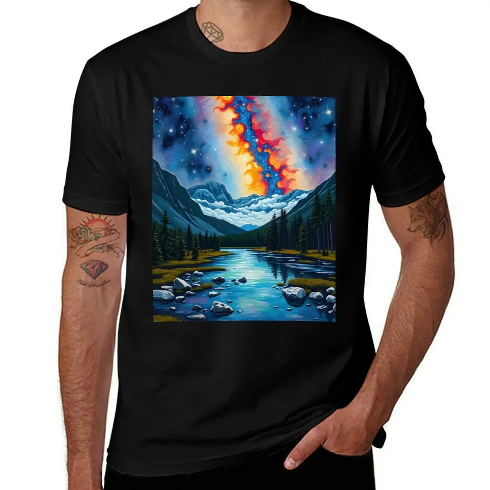 

Milky Way Over Jasper National Park T-Shirt croswit shirt man blacks luxury designer big and tall t shirts for men