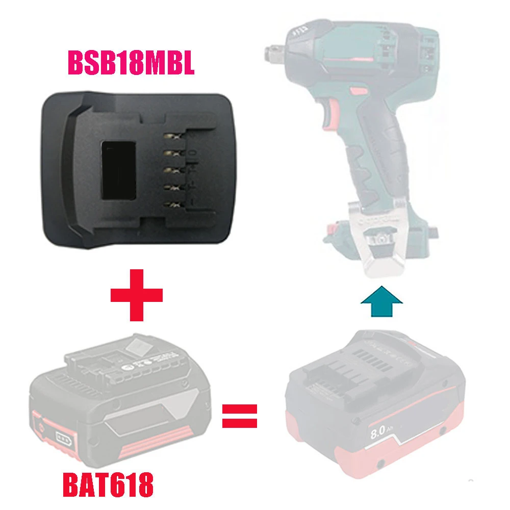 BSB18MBL Adapter Converter For Bosch 18V Li-ion Battery BAT618 For Metabo Lithium Power Tool Machines Drill Wrench Screwdriver