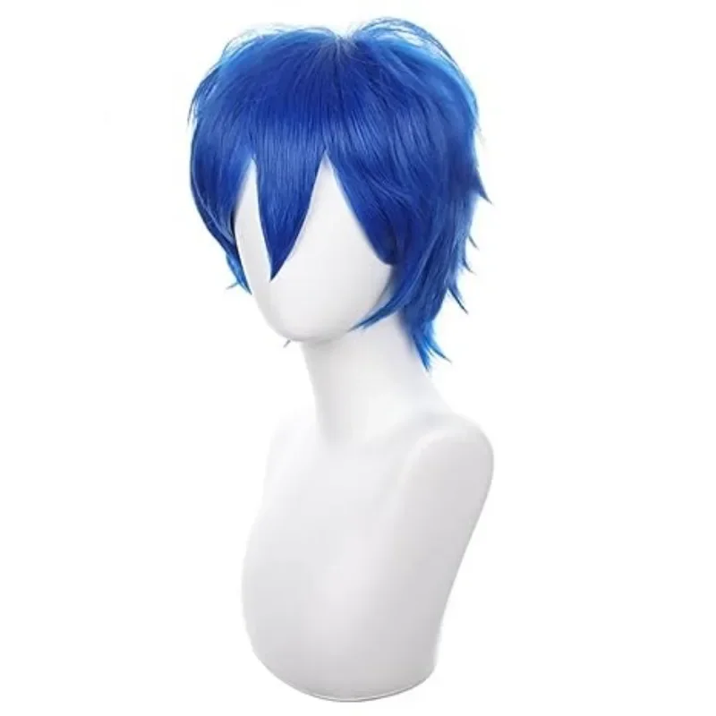 Anime Kaito Cosplay Wig Short Blue Mixed Heat Resistant Synthetic Hair Party Wigs image 3