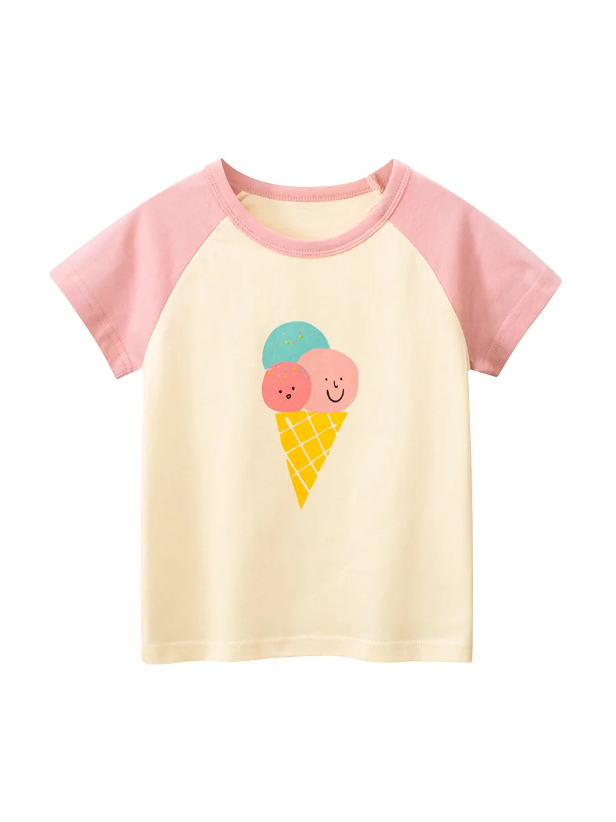 2024 Summer Children Short Sleeve T-shirts For Girl Printed Bear Baby Girl Top 2-8 Years Baby Girl T Shirts Toddler Girl Clothes