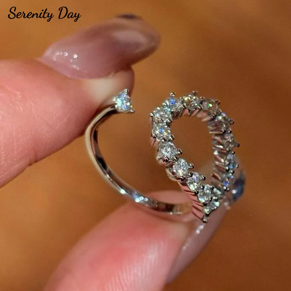 

Serenity All D Color Moissanite Rings For Women Men Gift S925 Bands 100% Sterling Silver Open Eternity Ring Wedding Fine Jewelry
