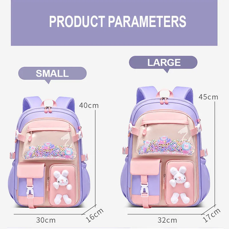 Girls Refrigerator Bling Primary School Backpack 1-3-6-9 Grade Cute School Bag For Children Kid\'s Gift