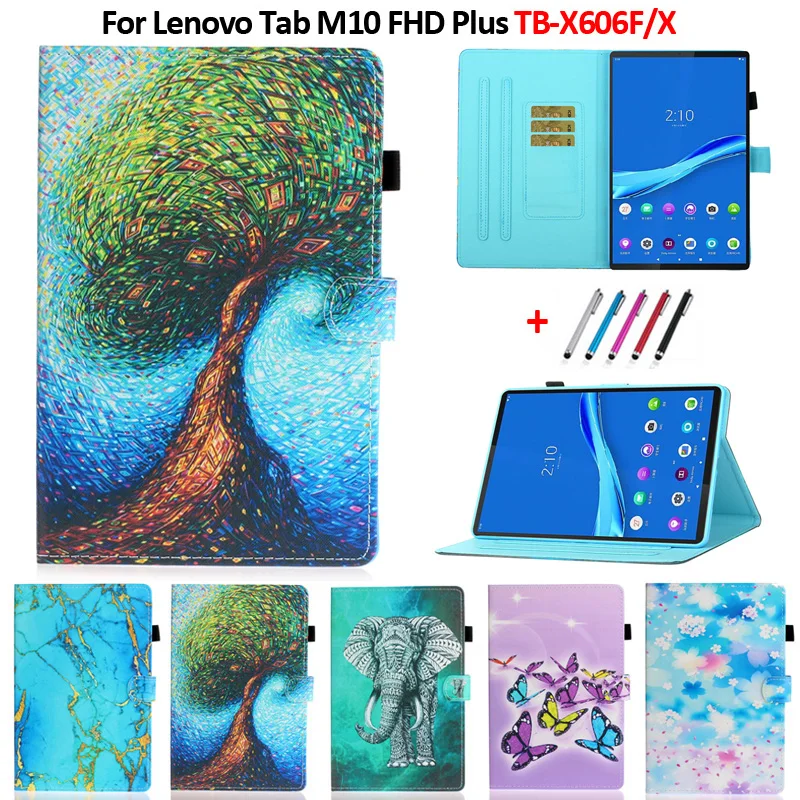 For Lenovo Tab M10 Plus Case 10 3 Elephant Tree Butterfly Leather Case Funda For Lenovo M10 FHD Plus TB X606x X606f 10.3  Cover