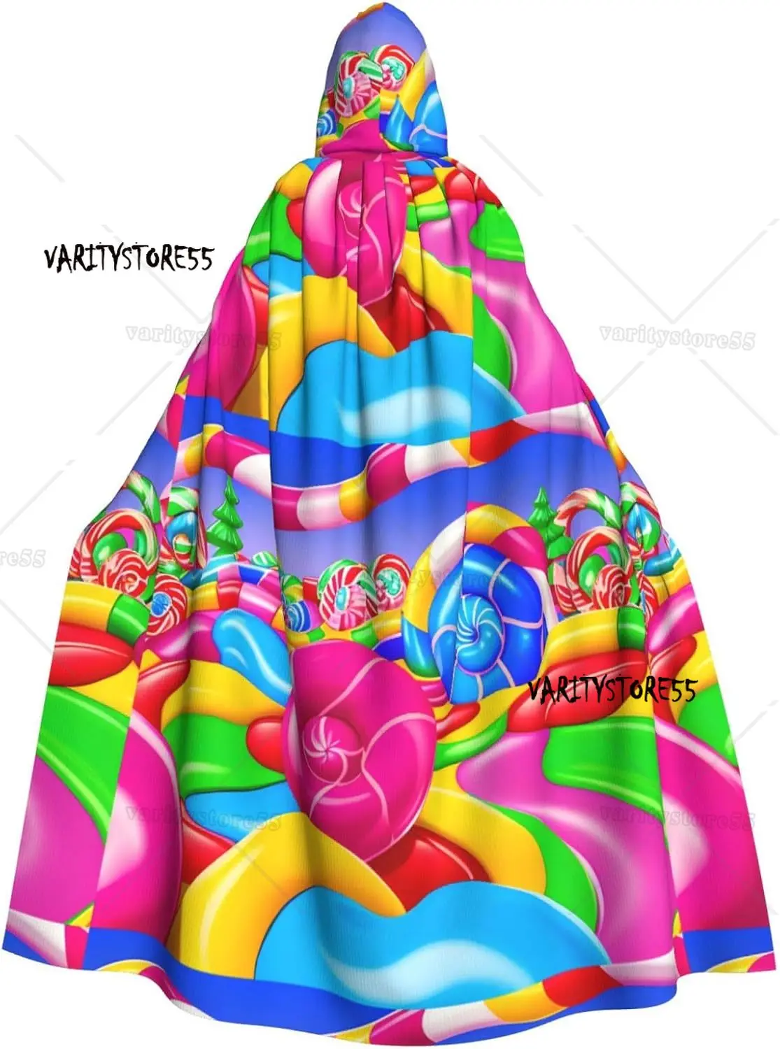 

Candy Land Prints Halloween Adult Hooded Cape Cloak for Wear During Halloween