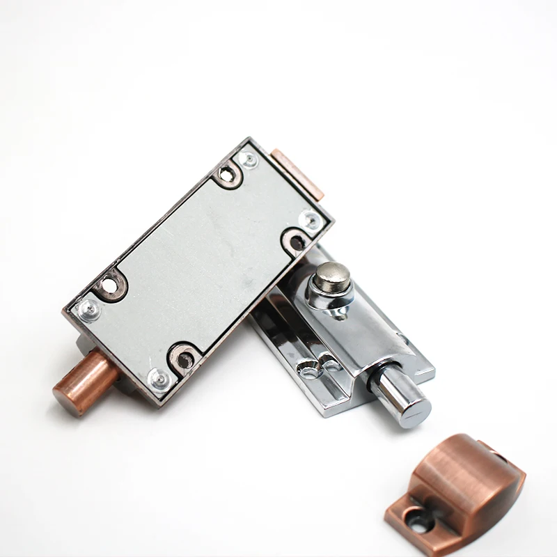 Home Door Window Security Bolt Lock Button Open Type Chrome Plated Zinc Alloy 88*32mm Rust-proof Durable