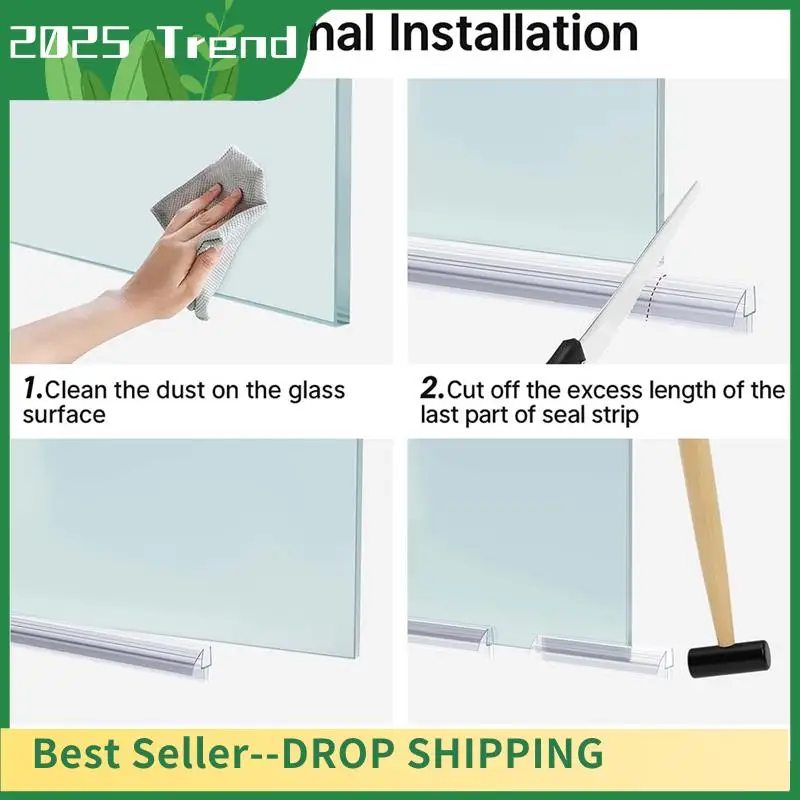 AD33 HOT Shower Door Bottom Seal 3 Section Sectional Shower Installation Kit Frameless Glass Shower Door Seal - For 3/8Inch Glas