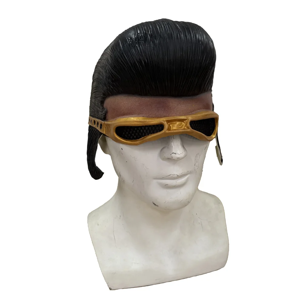 Elvis Half Face Mask Cosplay Vintage Latex Helmet Masks Carnival Masquerade Dress Up Halloween Party Costume Prop Gifts 5