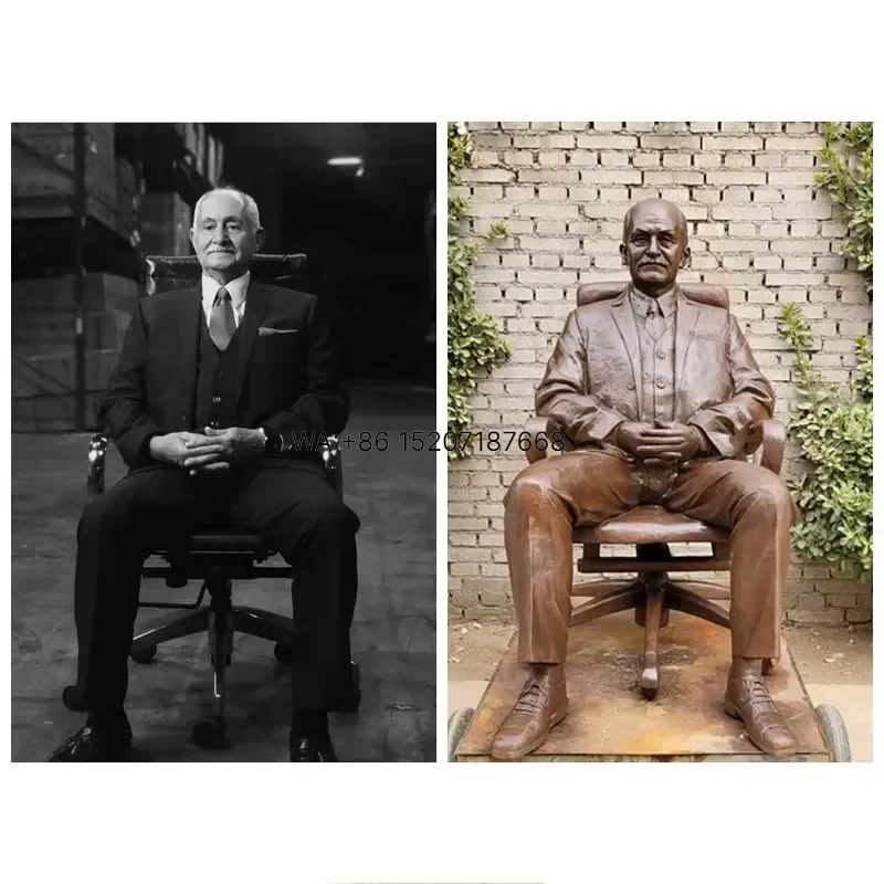 Wmwmnu Custom Bronze Life Size Portrait Statue Realistic Figure Sculpture Polished Metal Finish for Garden Villa Estate Decor