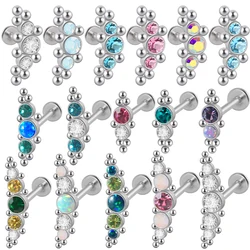 1PC Surgical Steel CZ Crystal Cluster Stud Earrings Ear Cartilage Tragus Helix Daith Labret Lip Ring Piercing Jewelry