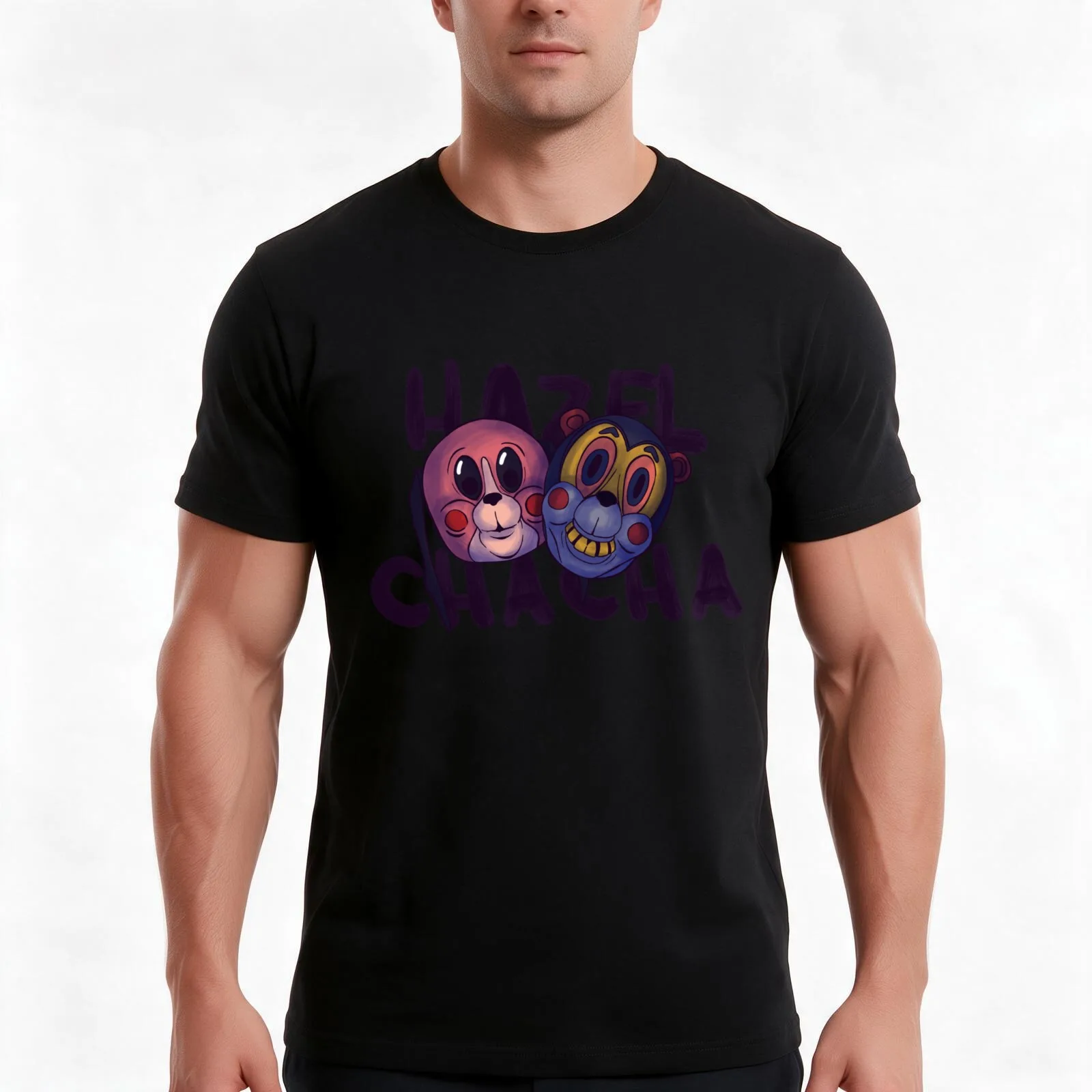 Hazel & Cha Cha - Black T-Shirt, Summer Casual Cotton Tee, Oversized Streetwear Tops, Vintage Graphic Print, Unisex Men Women