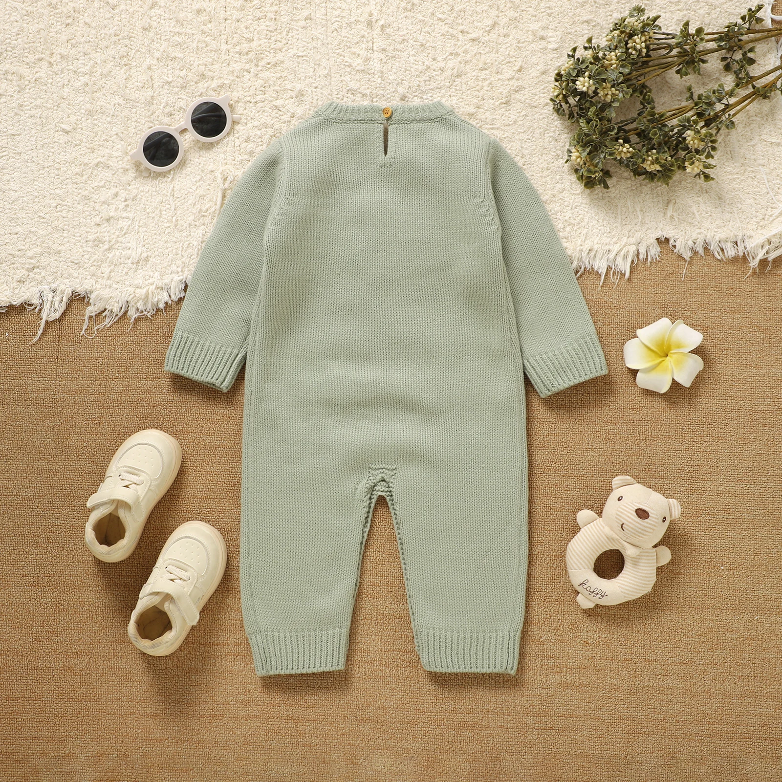 Infant Baby Rompers Knitted Kid Clothes 0-18M Cute Cartoon Squirrel Overalls Playsuit Newborn Girl Boy Jumpsuit Long Sleeve Warm