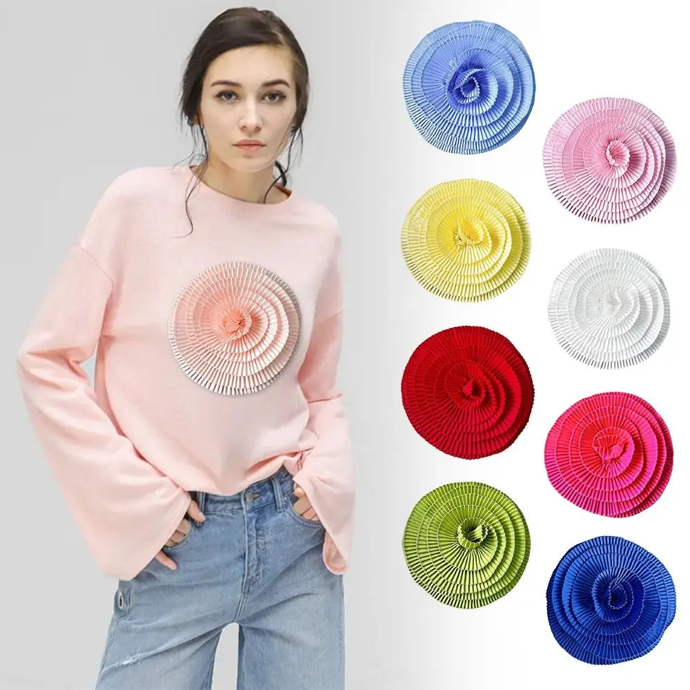 Handmade Pleated Flower Brooch DIY Craft Sewing Applique Vintage Lapel Pins Clothing Dress Accessory Brooches Shoulder Collar