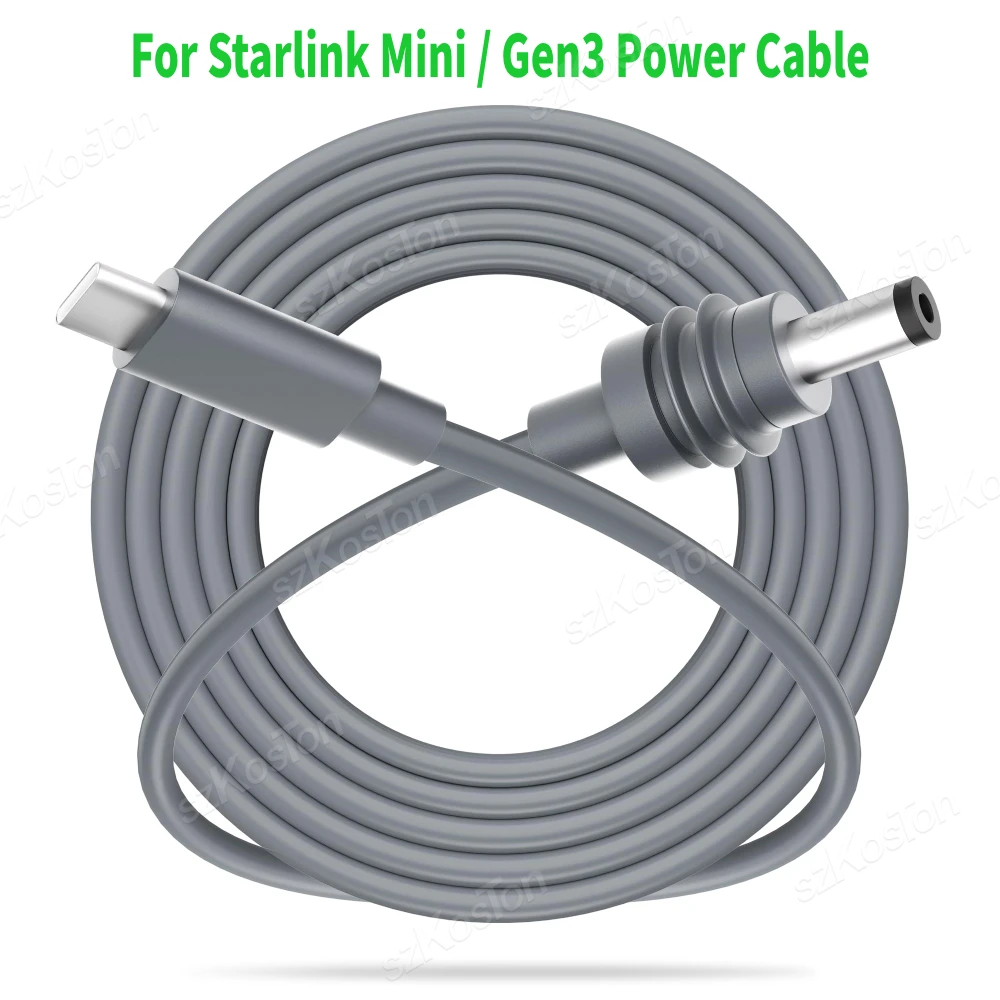 كابل طاقة من النوع C إلى تيار مستمر لسلك شحن محمول Starlink Mini Gen3 في الهواء الطلق باور بانك مدخل USB-C إلى كابل تيار مستمر لـ Starlink