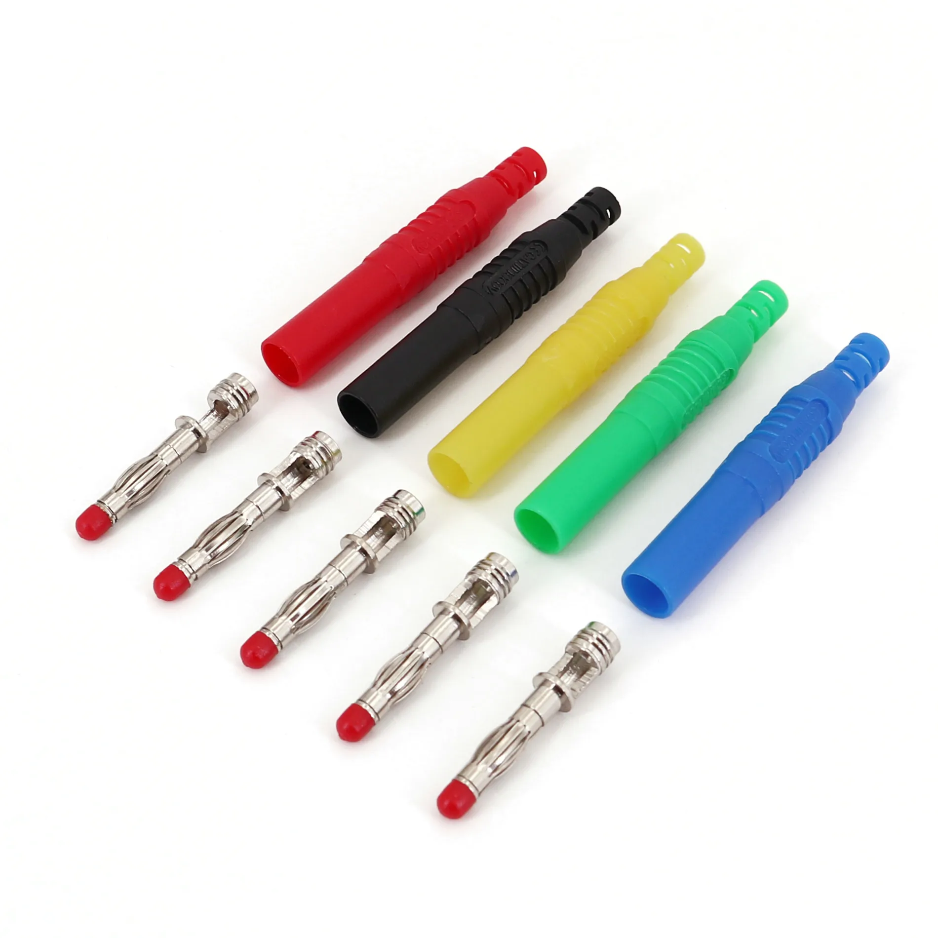 10Pcs Insulated Safety Straight 4mm Male Banana Plug Wire Solder Type Connector