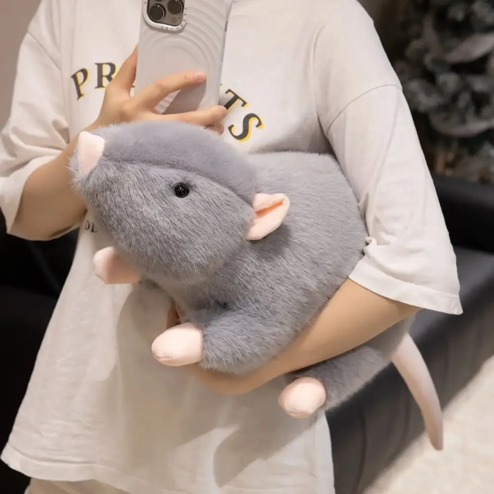 봉제 동물 마우스 플러시 인형 수면 베개 마스코트 Peluche 시뮬레이션 마우스 플러시 홈 장식 30-100cm 박제 쥐 어린이 장난감