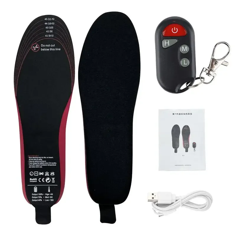 USB Heated Shoes Insoles  Control Rechargeable  Foot Warming Pad Winter Sports Heating Insole  Skiing Hunting