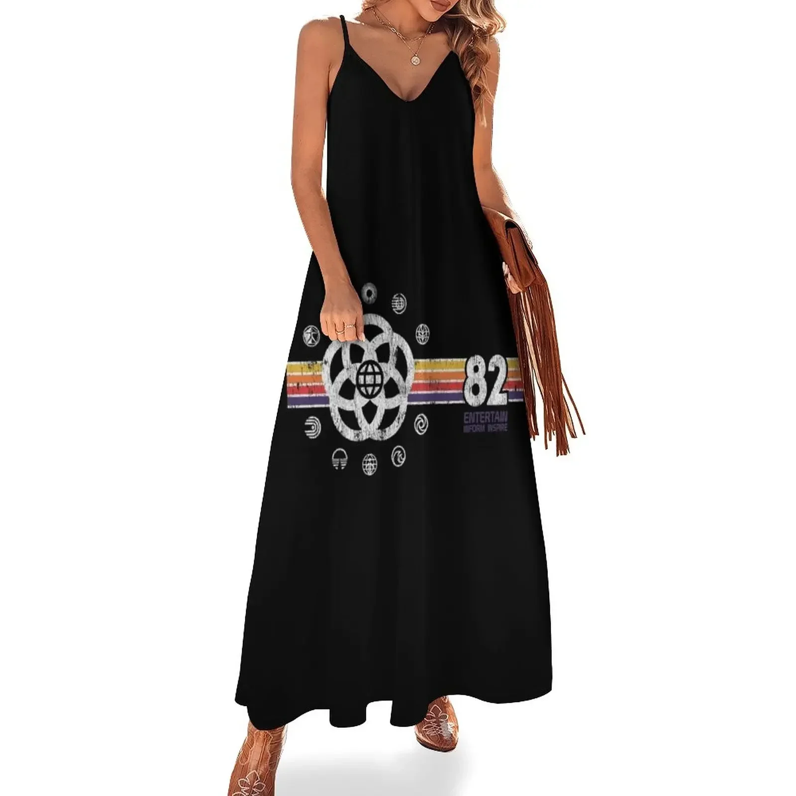 

EPCOT Center Vintage Style Distressed Pavilion Logos Sleeveless Dress clothes for women evening dresses women Dress