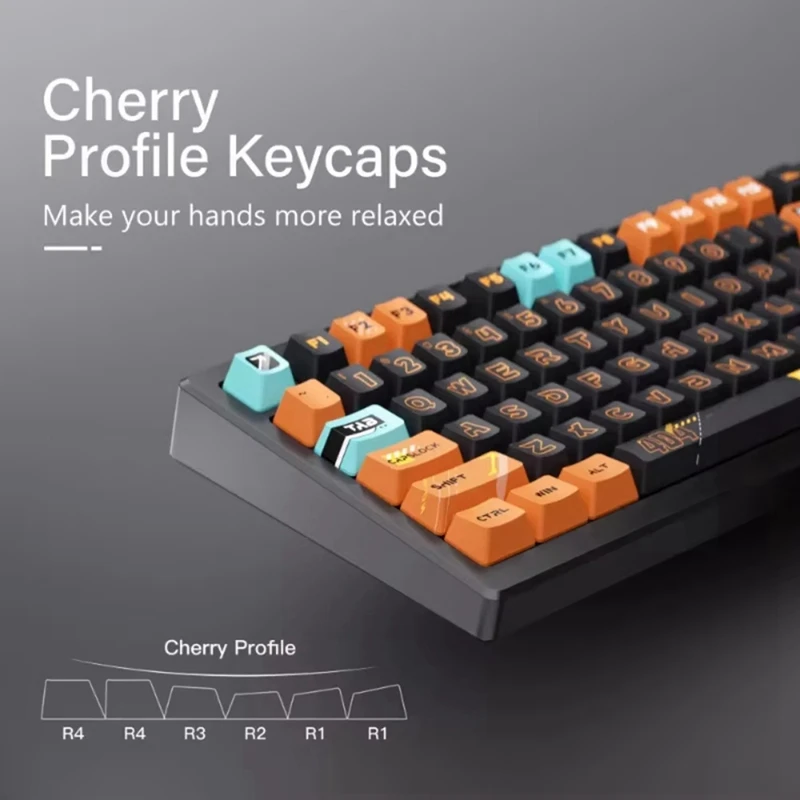 A7THK-131 Keys Keycaps PBT Cherry Profile Five Side Thermal Sublimation Thicken Caps For Wooting Mechanical Keyboard