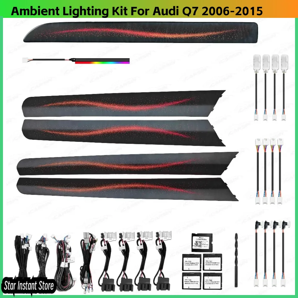 

Обновление 256 цветов Symphony Led интерьер автомобиля украшение окружающего света для Audi Q7 2006-2015 аксессуары для атмосферных полос