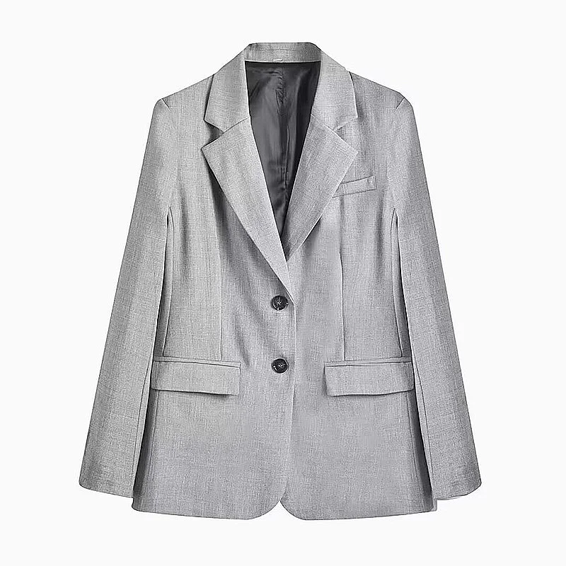 Donna primavera moda solido Blazer cappotto Vintage risvolto colletto manica lunga tasche ufficio signora femminile Casual top Chaqueta De Mujer