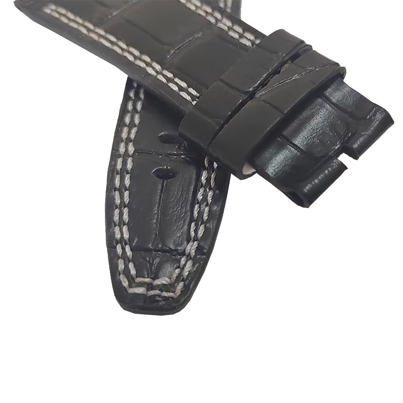 28mm Black Real Leather Handmade Thick Wrist Watch Band Strap Belt For ROYAL OAK OFFSHORE Audemars Piguet