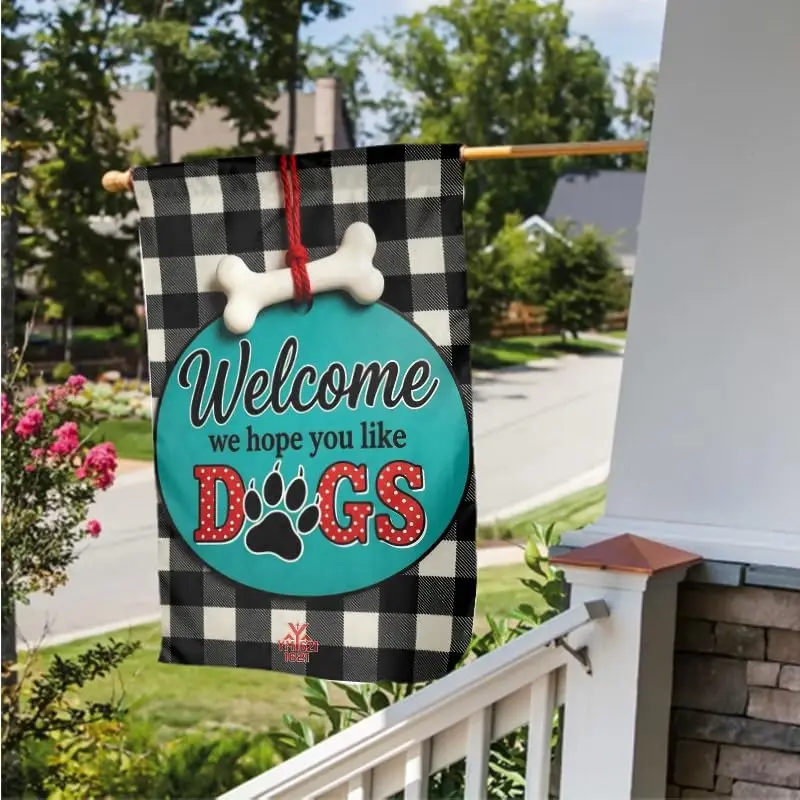 Hope You Like Dogs Garden Flag 12.5x18 Inch, Double Sided Burlap Outdoor Flag for Yard, Porch, Lawn, Garden Decoration, Perf AAS
